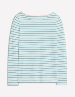 Ella Long Sleeve Breton-Ivory, Duck Egg Blue-Boden Online