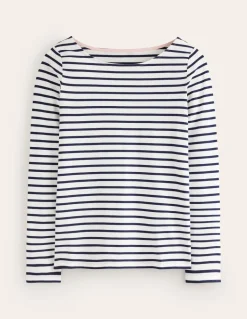 Ella Long Sleeve Breton-Ivory, Navy-Boden Cheap