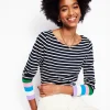 Ella Long Sleeve Breton-Navy Multi Cuff-Boden Clearance