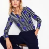 Ella Long Sleeve Breton-Navy, Ivory, Blue Spot-Boden Flash Sale
