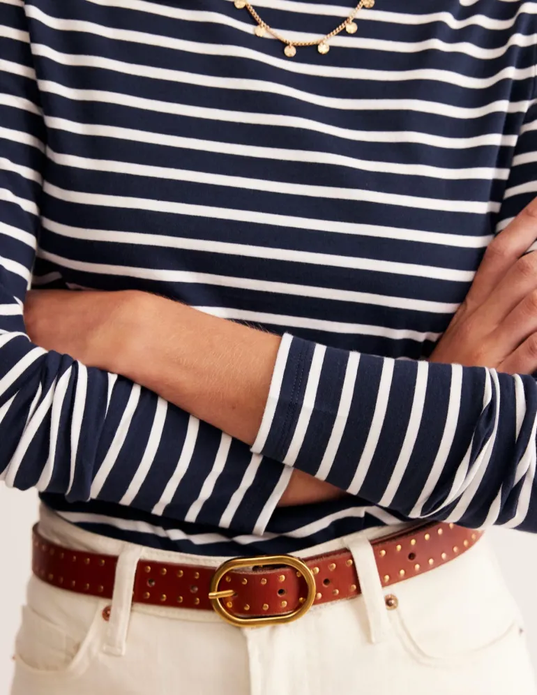 Ella Long Sleeve Breton-Navy, Ivory-Boden Best