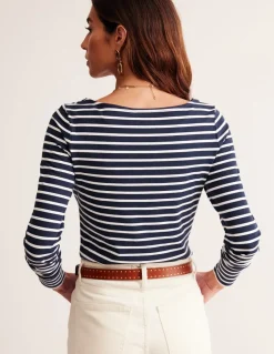 Ella Long Sleeve Breton-Navy, Ivory-Boden Best