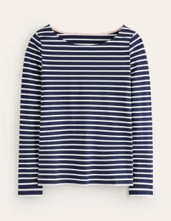 Ella Long Sleeve Breton-Navy, Ivory-Boden Best