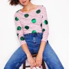 Ella Long Sleeve Breton-Pink, Ivory, Green Spot-Boden Best Sale
