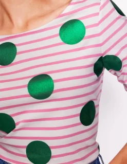 Ella Long Sleeve Breton-Pink, Ivory, Green Spot-Boden Best Sale