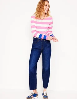 Ella Long Sleeve Breton-Pink Rose, Gallery Blue Cuff-Boden New