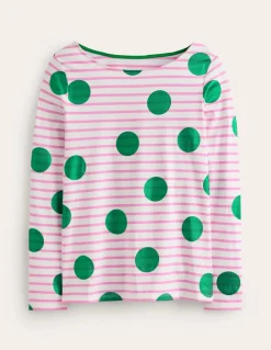 Ella Long Sleeve Breton-Pink, Ivory, Green Spot-Boden Best Sale