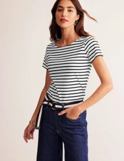 Ella Short Sleeve Breton-Ivory, Black-Boden Store