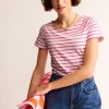 Ella Short Sleeve Breton-Ivory, Pink-Boden Online
