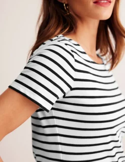 Ella Short Sleeve Breton-Ivory, Black-Boden Store