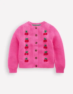 Embroidered Pointelle Cardigan-Rose Petal Pink Cherries-Boden Best Sale