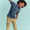 Embroidered Slub Polo Shirt-Multi Dinosaurs-Boden Online