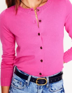 Emilia Cotton Crew Cardigan-Tickled Pink-Boden Cheap