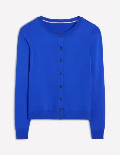 Emilia Cotton Crew Cardigan-Bright Blue-Boden Clearance