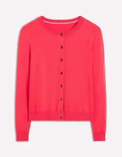 Emilia Cotton Crew Cardigan-Camelia Pink-Boden Discount