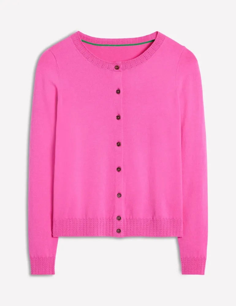 Emilia Cotton Crew Cardigan-Tickled Pink-Boden Cheap