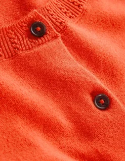 Emilia Cotton Crew Cardigan-Mandarin Orange-Boden Online