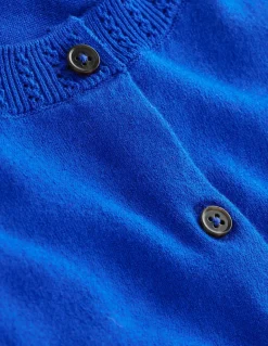 Emilia Cotton Crew Cardigan-Bright Blue-Boden Clearance