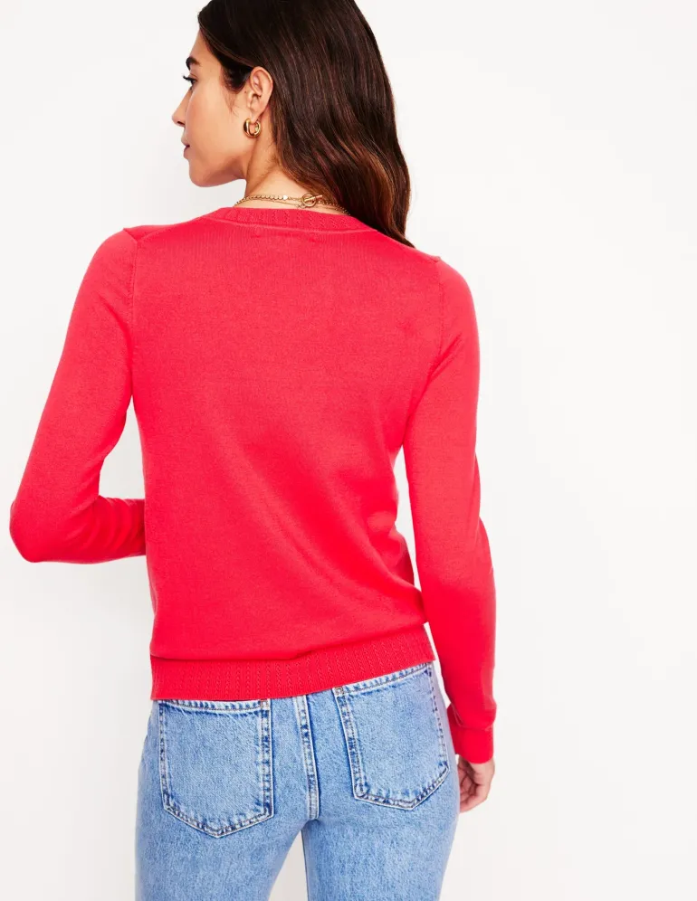 Emilia Cotton Crew Sweater-Camelia Pink-Boden Hot