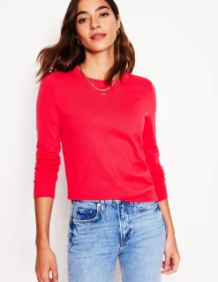 Emilia Cotton Crew Sweater-Camelia Pink-Boden Hot