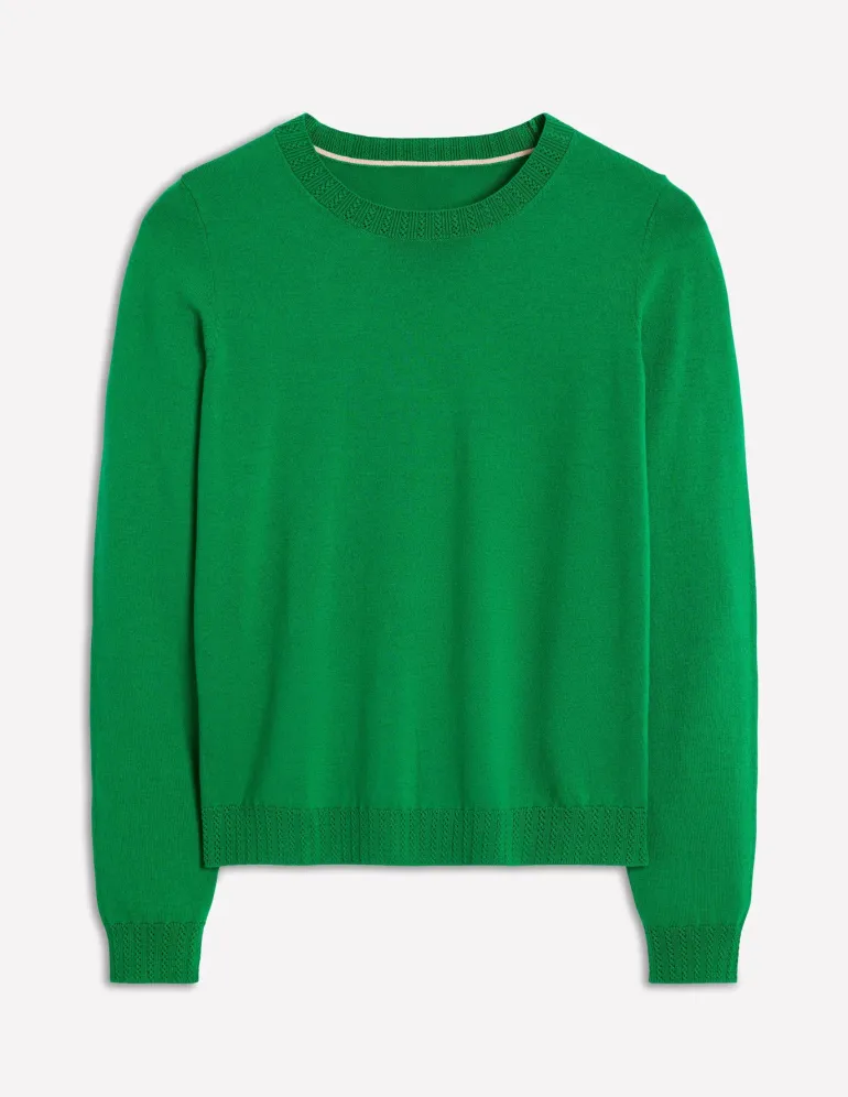 Emilia Cotton Crew Sweater--Boden New
