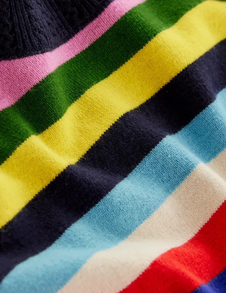Emilia Cotton Crew Sweater-Poppy Red, Blue Multi-Boden Cheap