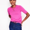 Emilia Cotton Crew T-shirt-Tickled Pink-Boden Flash Sale