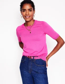 Emilia Cotton Crew T-shirt-Tickled Pink-Boden Flash Sale