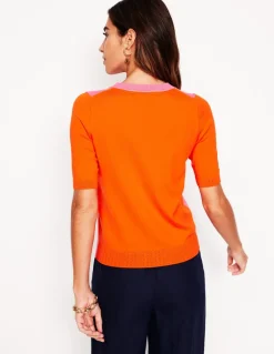 Emilia Cotton Crew T-shirt-Pink Rose / Firecracker Red-Boden Cheap