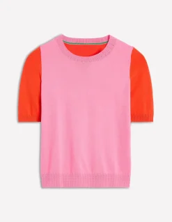 Emilia Cotton Crew T-shirt-Pink Rose / Firecracker Red-Boden Cheap