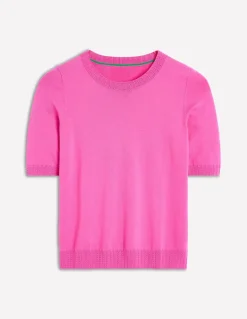 Emilia Cotton Crew T-shirt-Tickled Pink-Boden Flash Sale