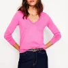 Emilia Cotton V Neck Sweater-Tickled Pink-Boden New