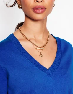 Emilia Cotton V Neck Sweater-Bright Blue-Boden Cheap