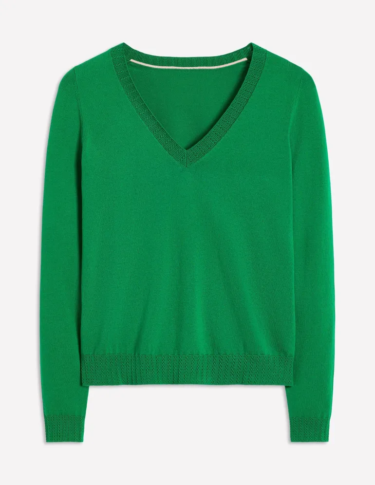 Emilia Cotton V Neck Sweater--Boden Cheap