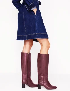 Erica Knee High Leather Boots-Oxblood Leather-Boden Sale