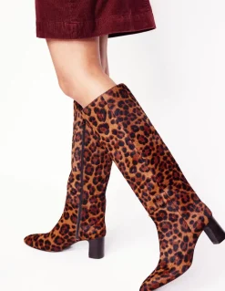 Erica Knee High Leather Boots-Dark Classic Leopard-Boden Shop