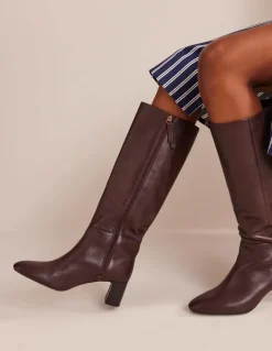 Erica Knee High Leather Boots-Chocolate Leather-Boden Discount