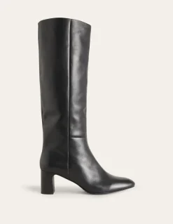 Erica Knee High Leather Boots-Black Leather-Boden Shop