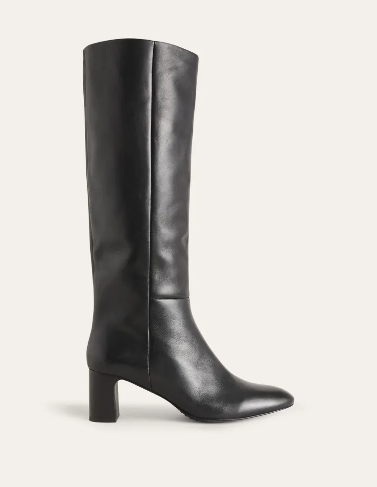 Erica Knee High Leather Boots-Black Leather-Boden Shop