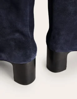 Erica Knee High Leather Boots-Navy Suede-Boden Clearance