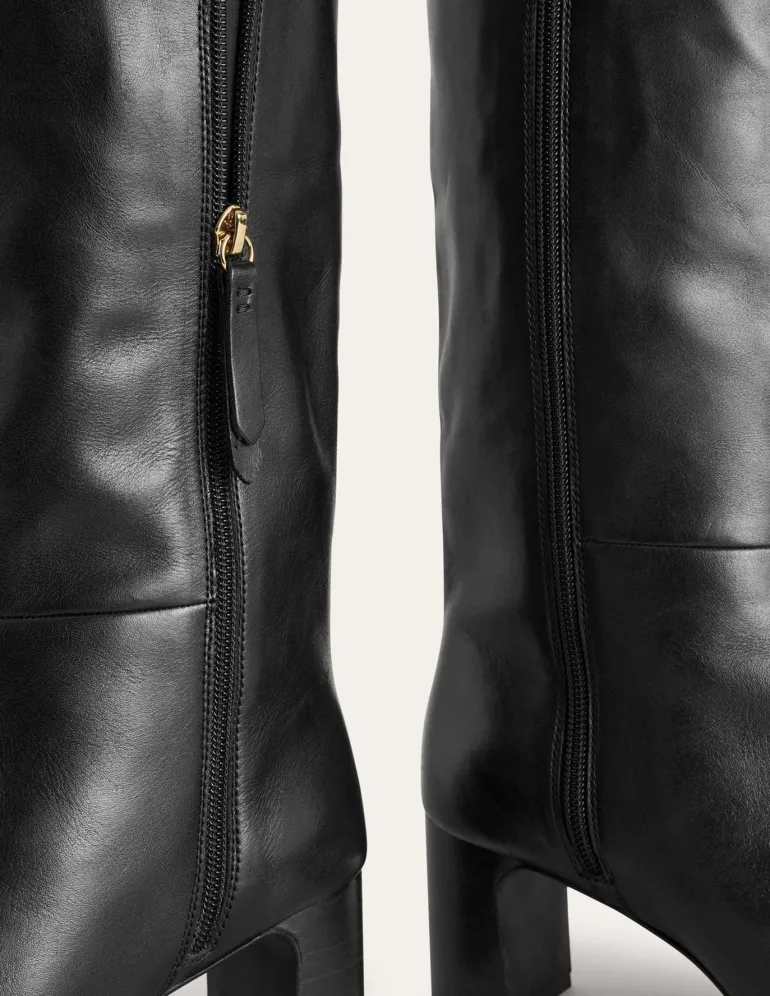 Erica Knee High Leather Boots-Black Leather-Boden Shop