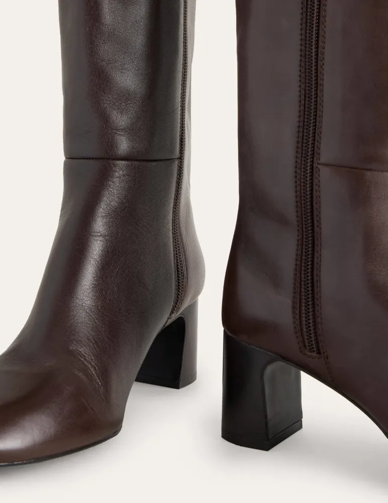 Erica Knee High Leather Boots-Chocolate Leather-Boden Discount