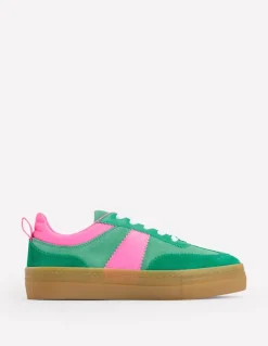 Erin Flatform Tennis Trainer-Rich Emerald/Festival Pink-Boden Outlet