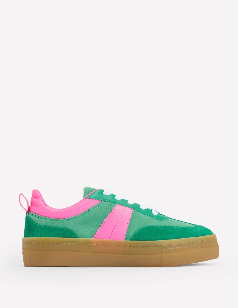 Erin Flatform Tennis Trainer-Rich Emerald/Festival Pink-Boden Outlet