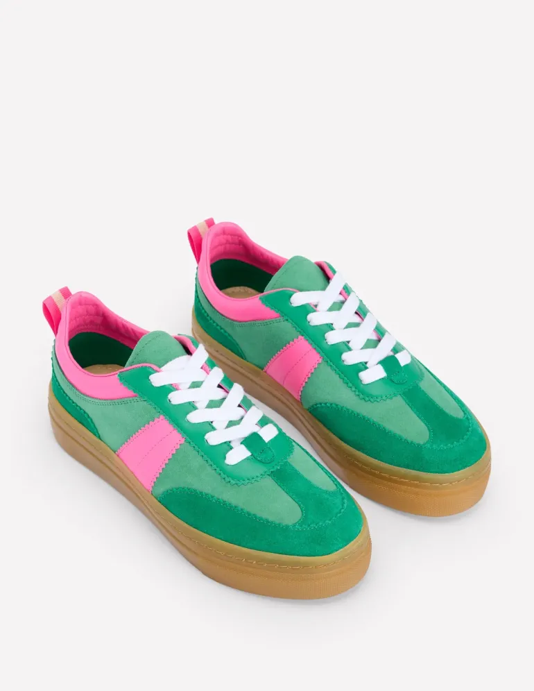 Erin Flatform Tennis Trainer-Rich Emerald/Festival Pink-Boden Outlet