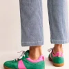 Erin Retro Tennis Sneakers-Green Colourblock-Boden Cheap