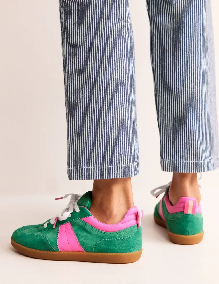 Erin Retro Tennis Sneakers-Green Colourblock-Boden Cheap