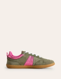 Erin Retro Tennis Sneakers-Khaki/Bright Pink-Boden New