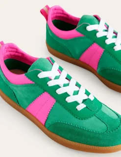 Erin Retro Tennis Sneakers-Green Colourblock-Boden Cheap