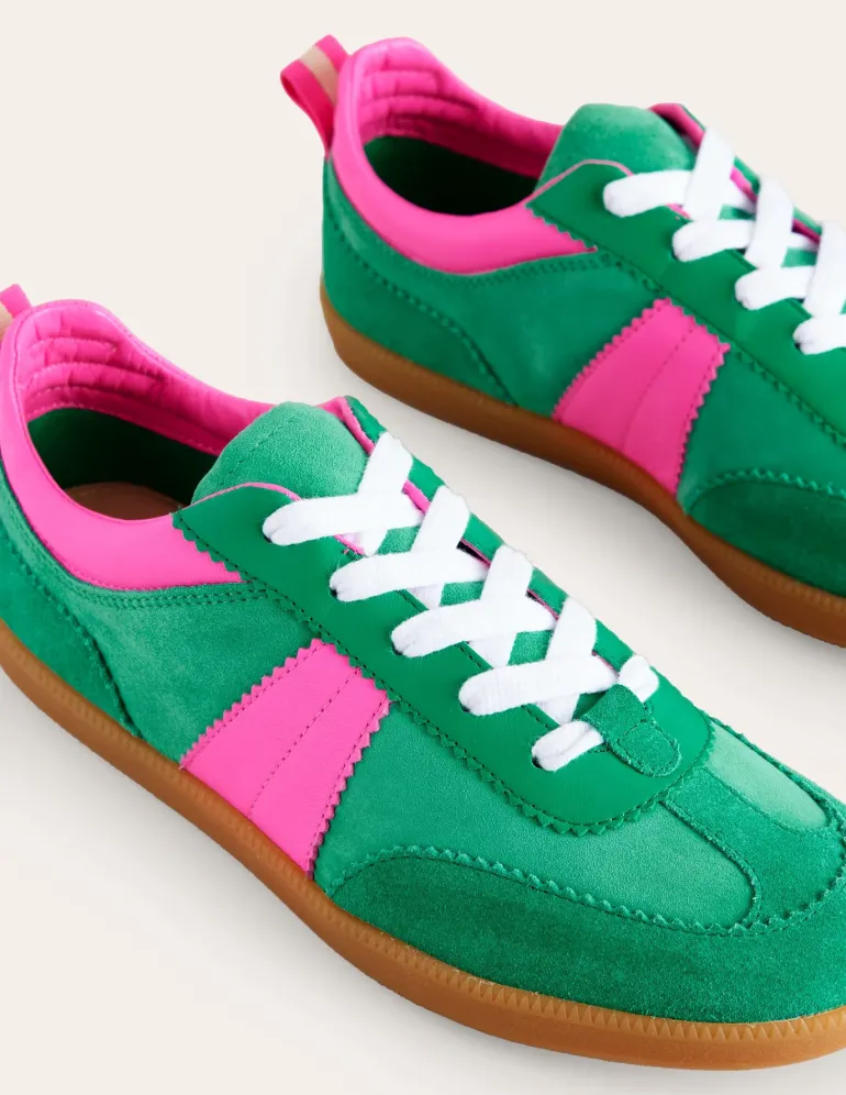 Erin Retro Tennis Sneakers-Green Colourblock-Boden Cheap